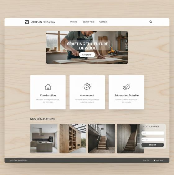 Portfolio site web menuiserie - exemple réalisation artisan